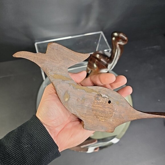 Roadrunner And Pelican Ironwood Wood Carvings. Roadrunner Mounts On Wall - Picture 5 of 15